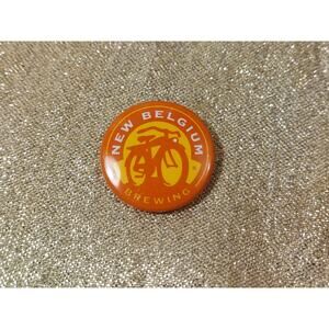 New Belgium Brewery 1" Round Red & Orange Pinback Button Pin Fort Collins CO